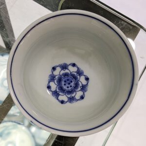 Bát thờ men lam Hoa Sen miệng loe 2