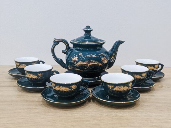 Bộ ấm trà Bát Tràng men xanh cổ vịt Hào Gia Phú Quý 2