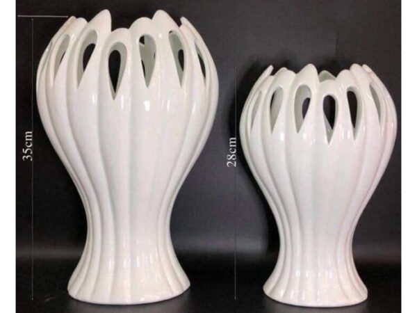 Lọ cắm hoa bàn tay phật men trắng 28cm 3