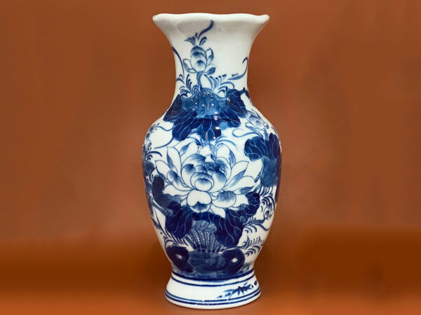 Lọ hoa bàn thờ miệng lượn men lam Vạn Phúc Trường An 35cm 1