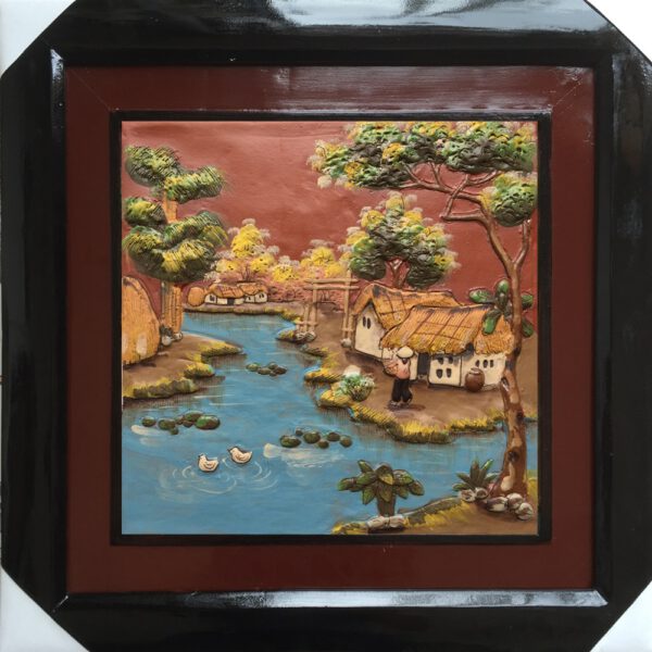 Tranh gốm cảnh đồng quê 01 45x45cm 1